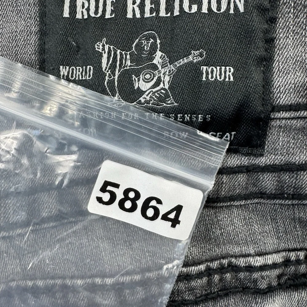 True Religion Ricky Flap Big T Mens Distressed Black Straight Jeans 31x33